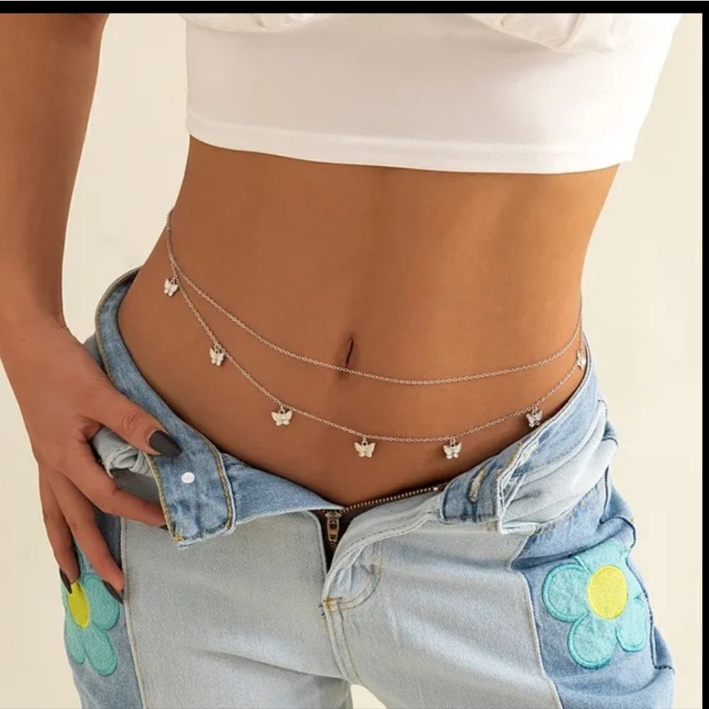 NWOT Silver Butterfly Waist Chain